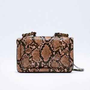 Zara Snake Print Crossbody Bag - Brown and Black
